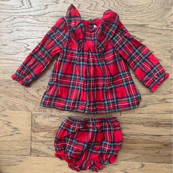 Janie and Jack Toddler Girl Holiday Plaid Set - Excellent Condition - Worn 1x - Picture 1 of 4